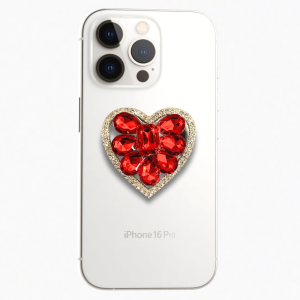 Red Gem Heart Grip Phone Holder
