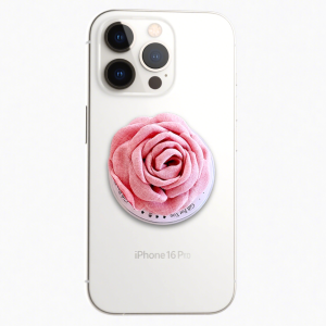 Pink Fabric Rose Grip Phone Holder