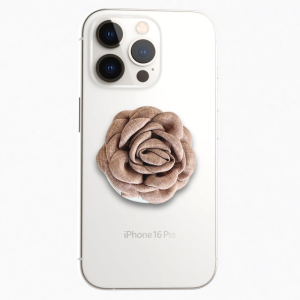 Brown Fabric Rose Grip Phone Holder