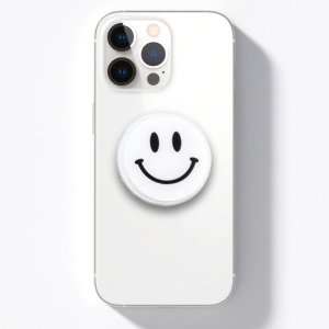 White Smiley Face Grip Phone Holder