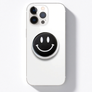 Black Smiley Face Grip Phone Holder