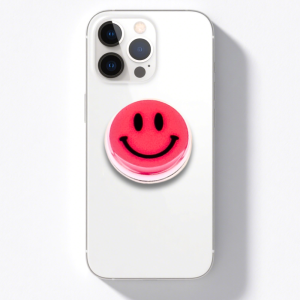 Red Smiley Face Grip Phone Holder
